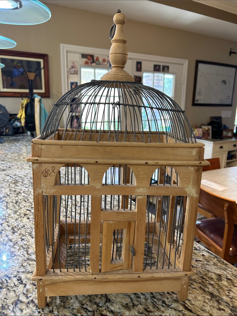 Wood and Black Wire Decorative Birdcage - Home Accents